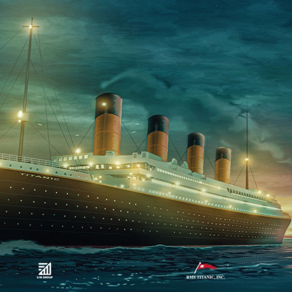 Vignette du Titanic avec une vue d'ensemble du paquebot